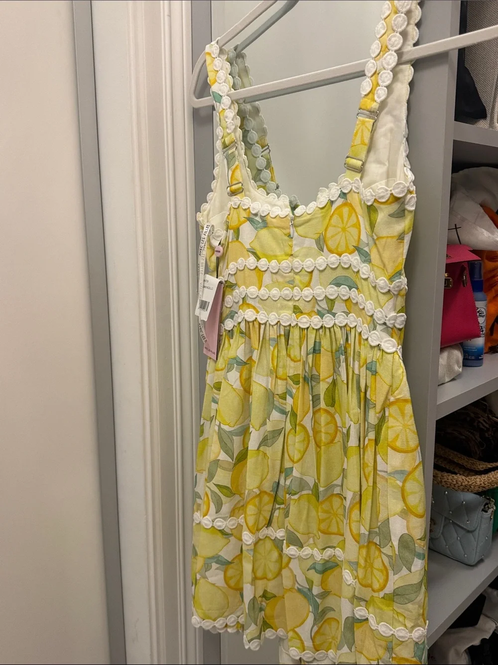 BNWT Avec Les Filles Lemon Print Sundress with White Crochet Trim - Picture 4 of 5